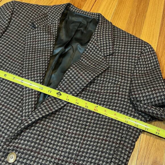Vintage Gieves & Hawkes Houndstooth Brown Blazer 42R 32 Wool Blend See Note - Picture 5 of 16